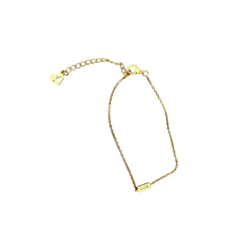 Caitlyn Minimalist October Pink Tourmaline Baguette Birthstone Bracelet Gold